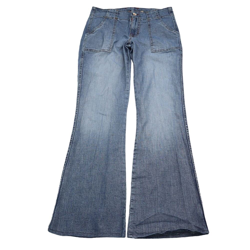 American Flavour Pants Womens 5 Blue Low Rise Flat Front Flare Casual Jeans